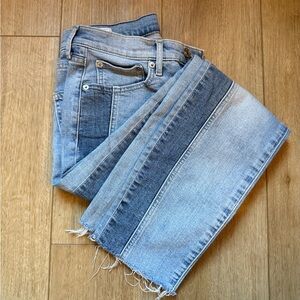 GAP Men's Blue Denim Patchwork Bootcut Jeans